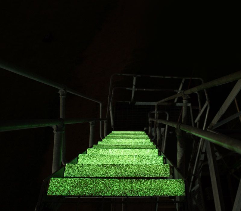 Self-Illuminating stair nosings light the way.
